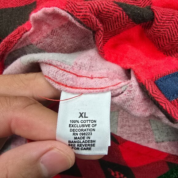 Magellan Shirt Men XL/2XL Red Buffalo Plaid Flannel Button Down Shiner Bock - Picture 9 of 10